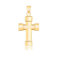 14K yellow gold cross pendant with block-like squared ends