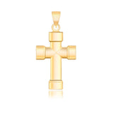 14K yellow gold cross pendant with block-like squared ends thumbnail 1