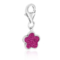 Sterling silver star charm with pink-tone crystals across the face