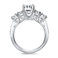 14K white gold ring with five diamond stones in a trellis setting
