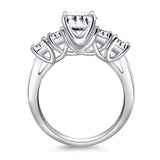 14K white gold ring with five diamond stones in a trellis setting thumbnail 1