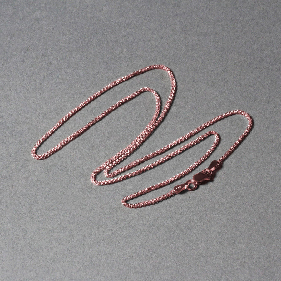 14k Rose Gold Diamond Cut Round Wheat Chain (1.20 mm)