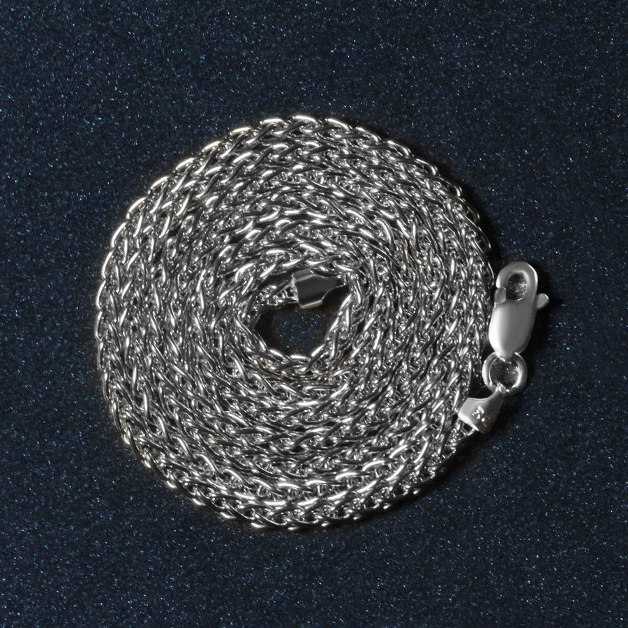 14k White Gold Round Wheat Chain (2.1 mm)