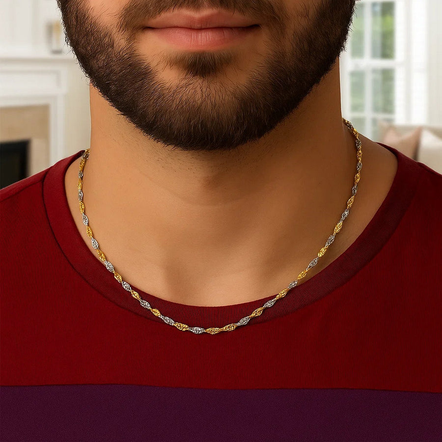 14k Two-Tone Gold Singapore Chain (2.50 mm)