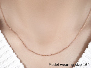 14k Rose Gold Diamond Cut Cable Link Chain (1.10 mm)