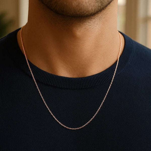 14k Rose Gold Diamond Cut Cable Link Chain (1.10 mm)