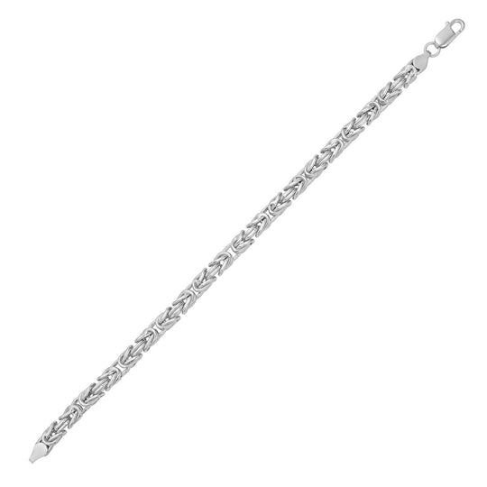 Sterling Silver Rhodium Plated Lite Square Byzantine Chain (4.80 mm)