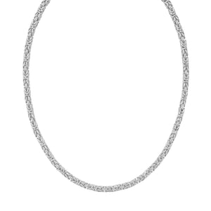 Sterling Silver Rhodium Plated Lite Square Byzantine Chain (4.80 mm)
