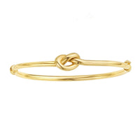 14k Yellow Gold Bangle Bracelet with Polished Knot (9.50 mm)