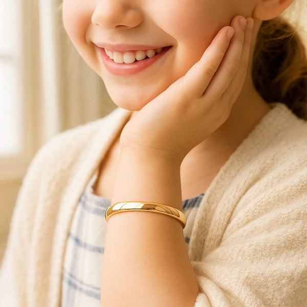 14k Yellow Gold Dome Design Polished Childrens Bangle (5.50 mm)