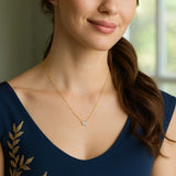 14K Yellow Gold Mini Diamond N Initial Pendant Necklace thumbnail 5
