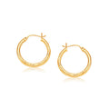 14K yellow gold hoop earring with diamond-cut faceted finish, 3x25mm