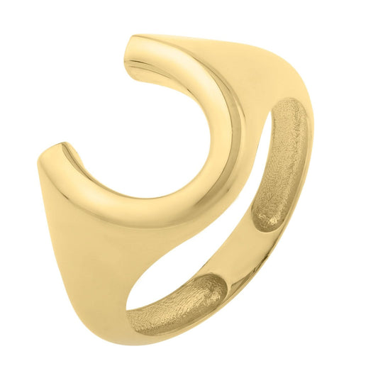 14K yellow gold horseshoe ring with 8.00 mm polished band, no stones