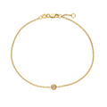 14K yellow gold bracelet with single round diamond stone