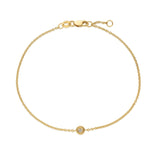 14K yellow gold bracelet with single round diamond stone thumbnail 1