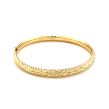 Load image into Gallery viewer, 14k Yellow Gold Diamond Cut Design Dome Motif Childrens Bangle (5.50 mm)