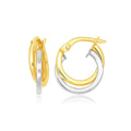 14K two-tone gold ring in double round hoop style with round profile