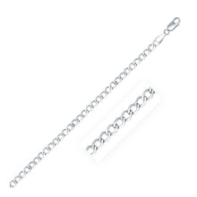 Load image into Gallery viewer, Rhodium Plated 3.7mm Sterling Silver Curb Style Chain (3.70 mm)