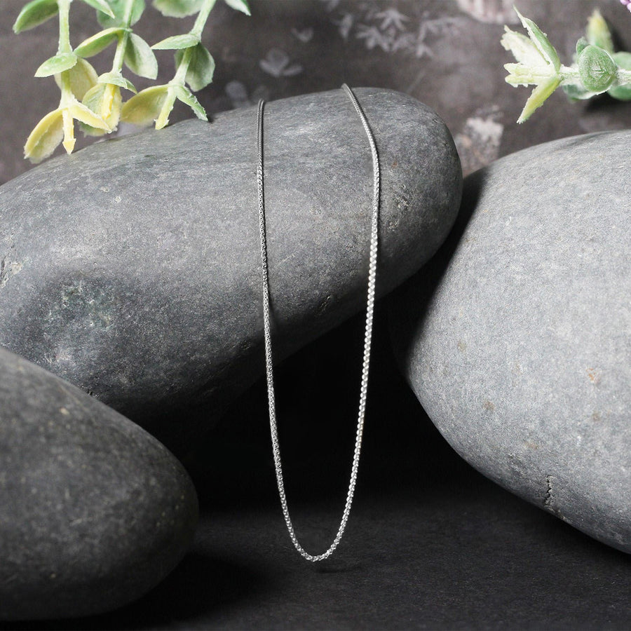 14k White Gold Diamond Cut Round Wheat Chain (0.60 mm)