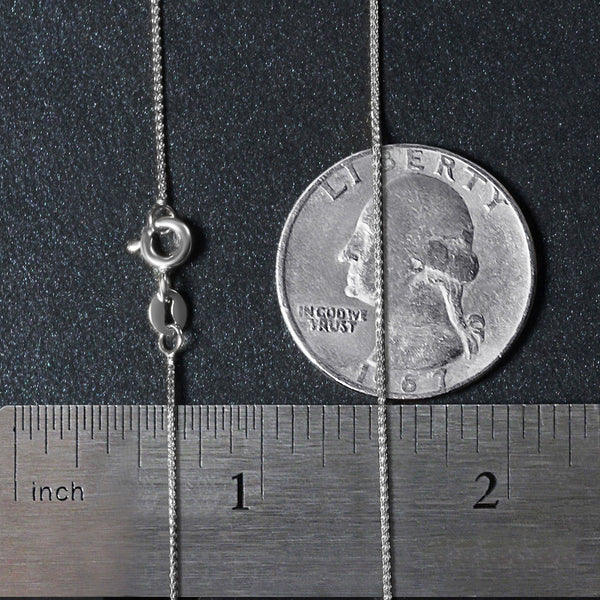 14k White Gold Diamond Cut Round Wheat Chain (0.60 mm)
