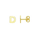 14K yellow gold initial D ring with raised polished letter on a flat face