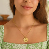 14K Yellow Gold Disc Initial C Pendant thumbnail 3