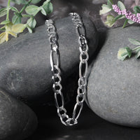 14k White Gold Solid Figaro Chain (6.00 mm)
