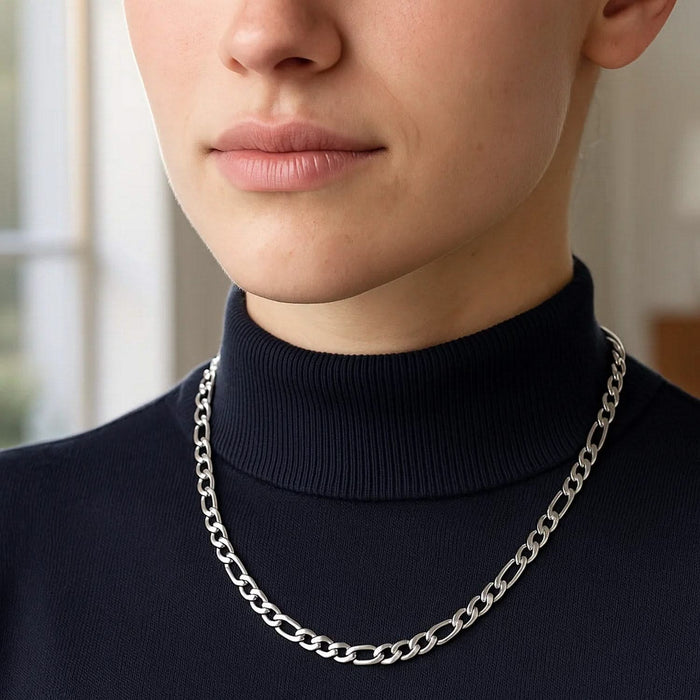 14k White Gold Solid Figaro Chain (6.00 mm)