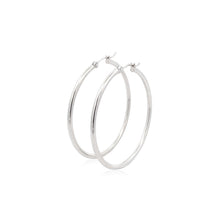 Load image into Gallery viewer, 14k White Gold Polished Hoop Earrings (2x40mm)