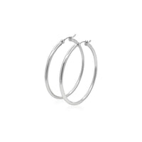 14k White Gold Polished Hoop Earrings (2x40mm)