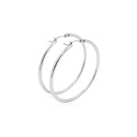 14k White Gold Polished Hoop Earrings (2x40mm)