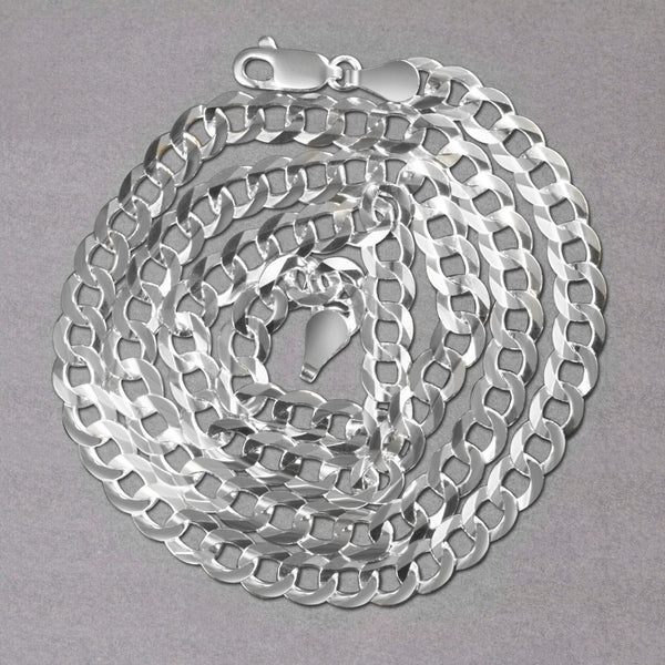 14k White Gold Solid Curb Chain (5.70 mm)