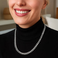 14k White Gold Solid Curb Chain (5.70 mm)