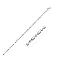 14K white gold bead chain with diamond-cut alternating links at 1.30 mm