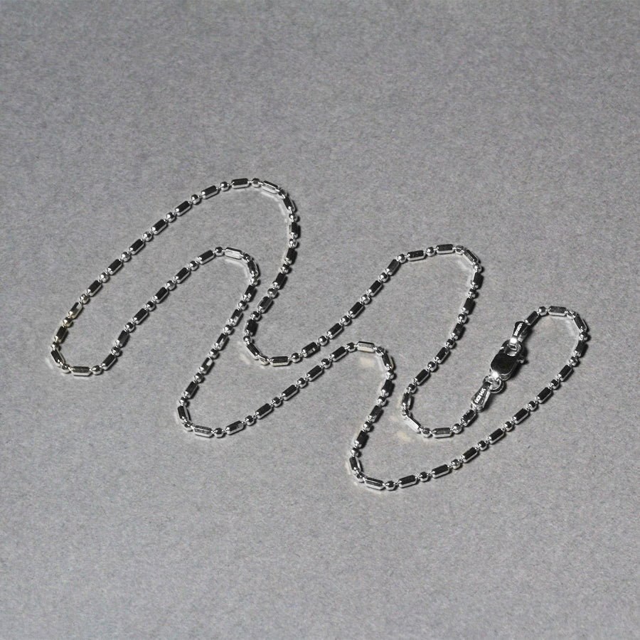 14k White Gold Diamond-Cut Alternating Bead Chain (1.30 mm)