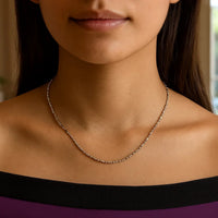 14k White Gold Diamond-Cut Alternating Bead Chain (1.30 mm)
