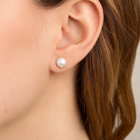 14k Yellow Gold Freshwater Cultured White Pearl Stud Earrings (8.0 mm)