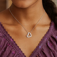 14k White Gold Heart Pendant