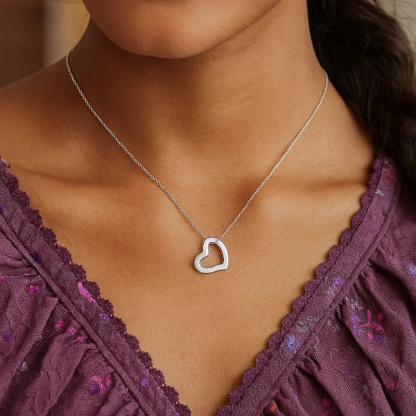 14k White Gold Heart Pendant