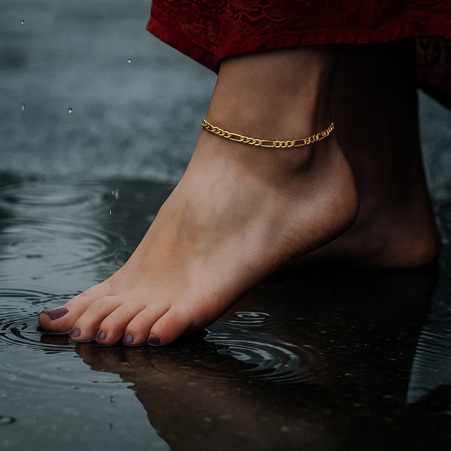 2.8mm 14k Yellow Gold Figaro Anklet