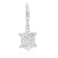 Sterling silver tortoise charm with white-tone crystals across the domed shell