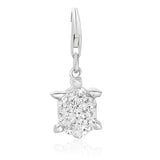 Sterling silver tortoise charm with white-tone crystals across the domed shell thumbnail 1