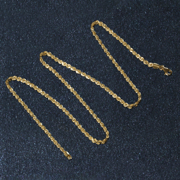 10k Yellow Gold Solid Diamond Cut Rope Chain (2.50 mm)