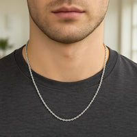 14k White Gold Solid Diamond Cut Rope Chain (1.60 mm)