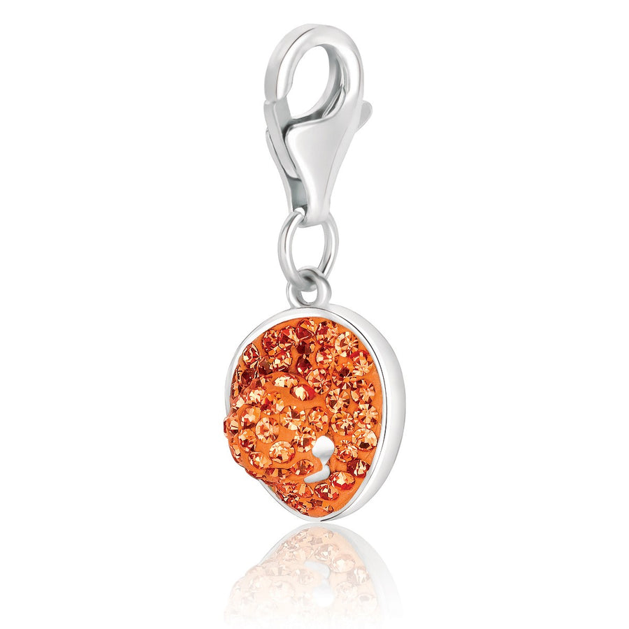 Sterling Silver Charm Studded with Citrine Tone Crystal Embellishments