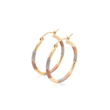 Load image into Gallery viewer, 14k Tri-Color Textured Hoop Earrings (2x22mm)