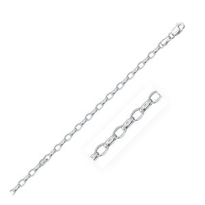 3.2mm 14k White Gold Oval Rolo Chain (3.20 mm)