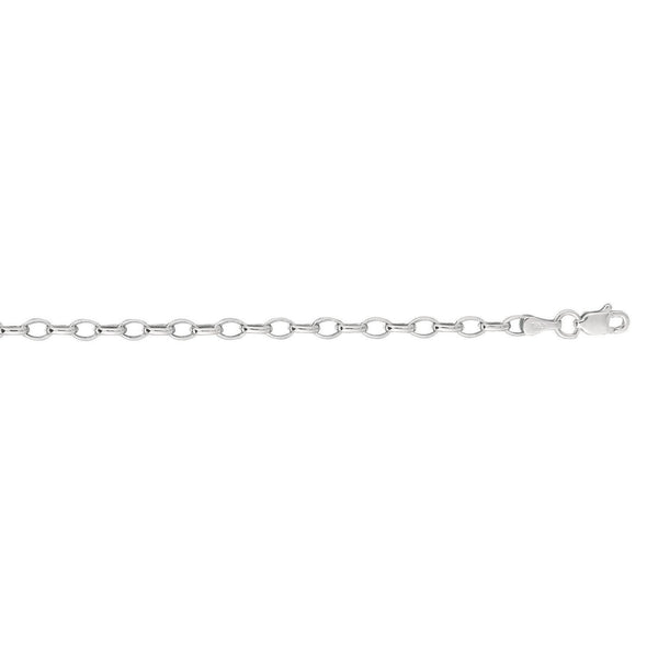 3.2mm 14k White Gold Oval Rolo Chain (3.20 mm)