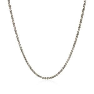 Sterling Silver Rhodium Plated Wheat Chain (1.30 mm)