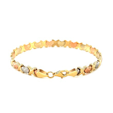 Load image into Gallery viewer, 14k Tri-Color Gold Fancy Satin Heart Line Bracelet (6.35 mm)